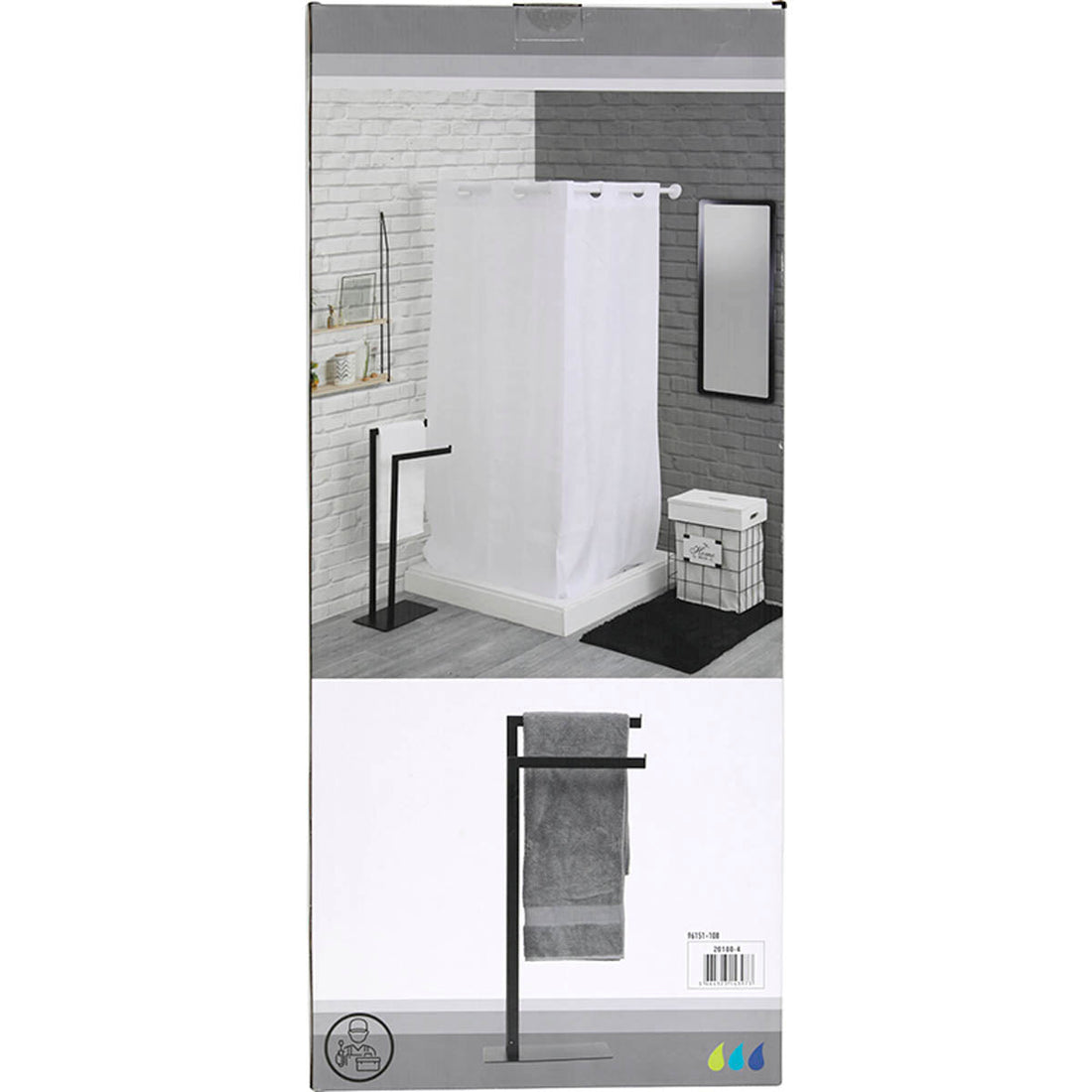 Metal Towel Rack with 2 Arms - Black