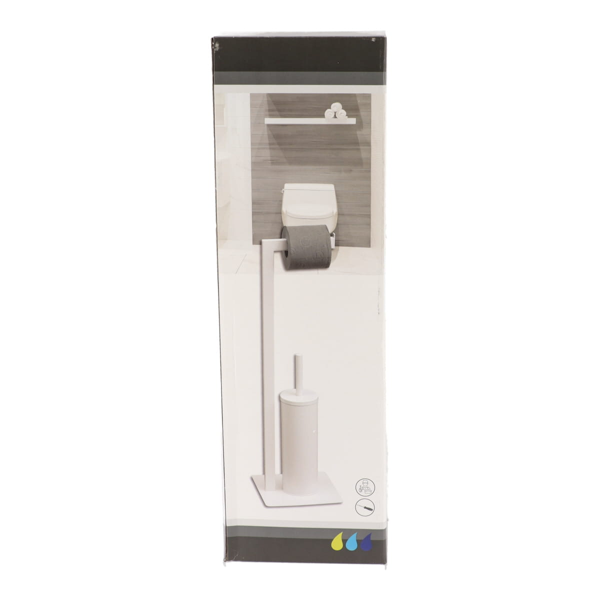 Metal Toilet Brush and Paper Dispenser - White