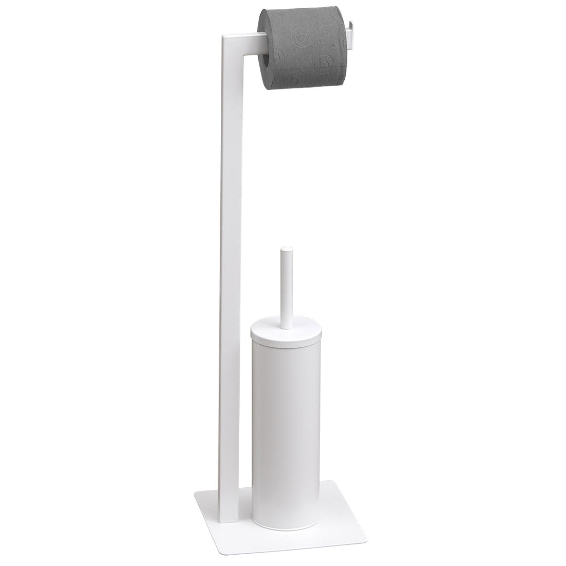Metal Toilet Brush and Paper Dispenser - White