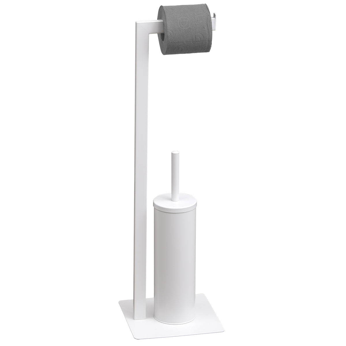 Metal Toilet Brush and Paper Dispenser - White