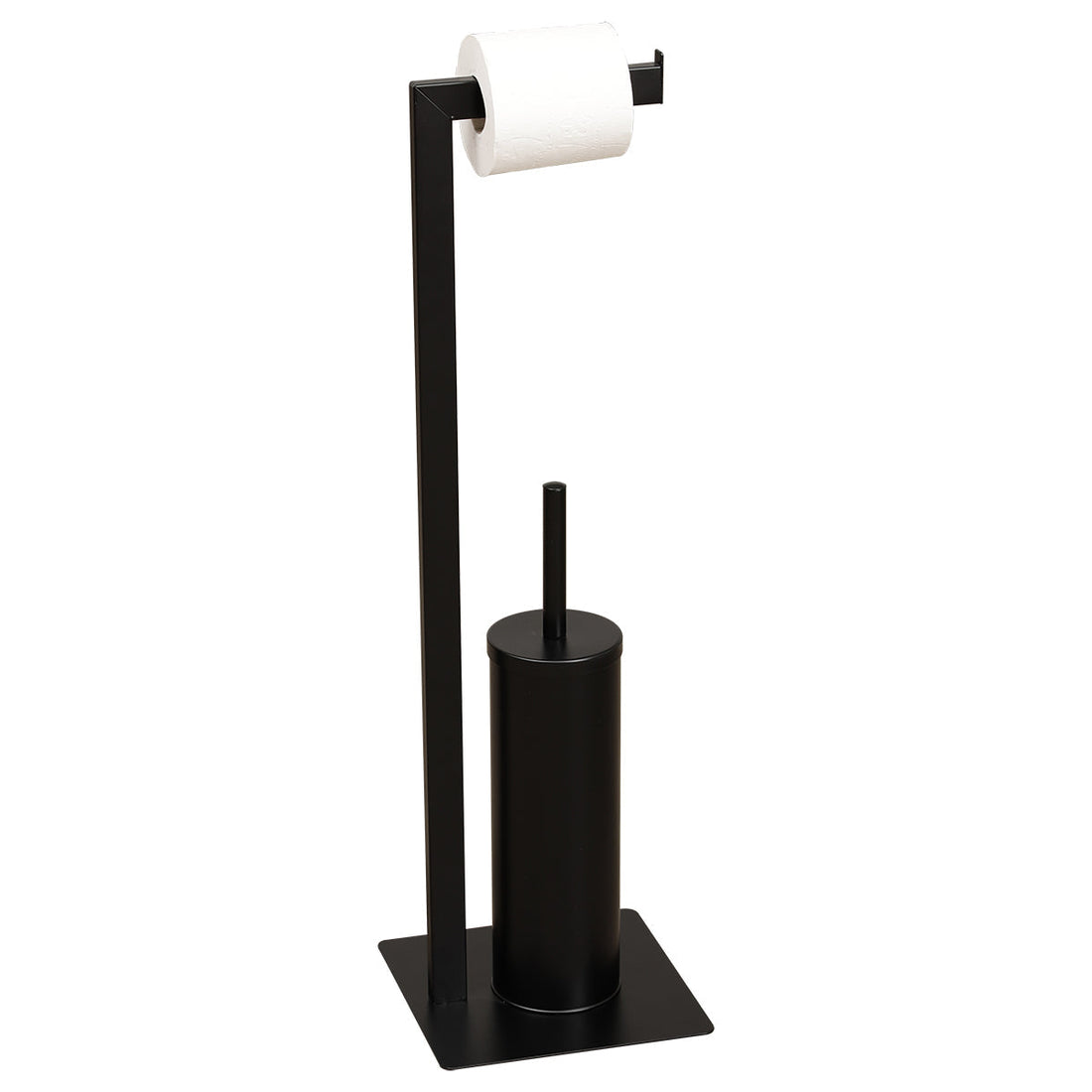 Metal Toilet Brush and Paper Dispenser - Black