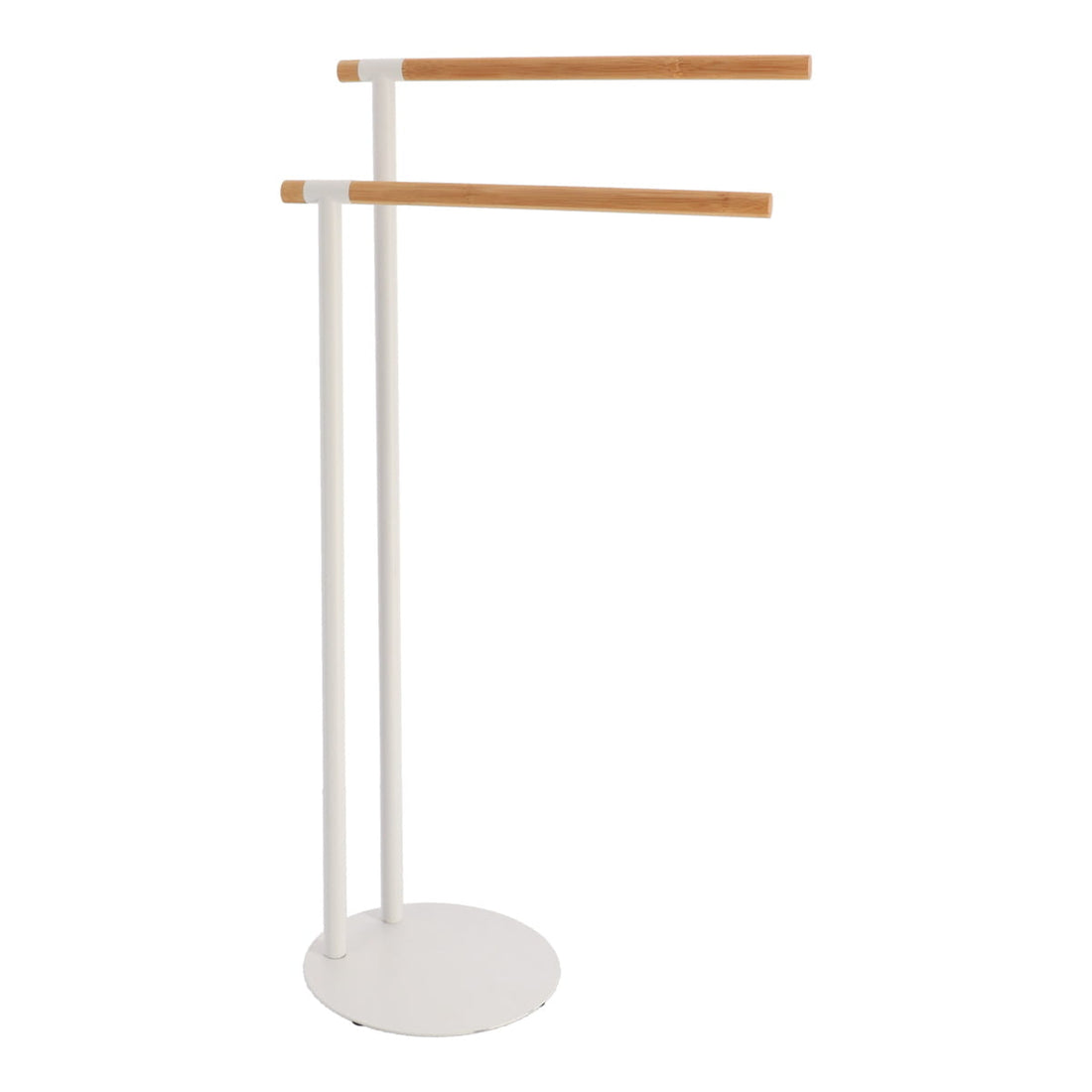Metal towel rack with 2 bamboo bars - White/Bamboo
