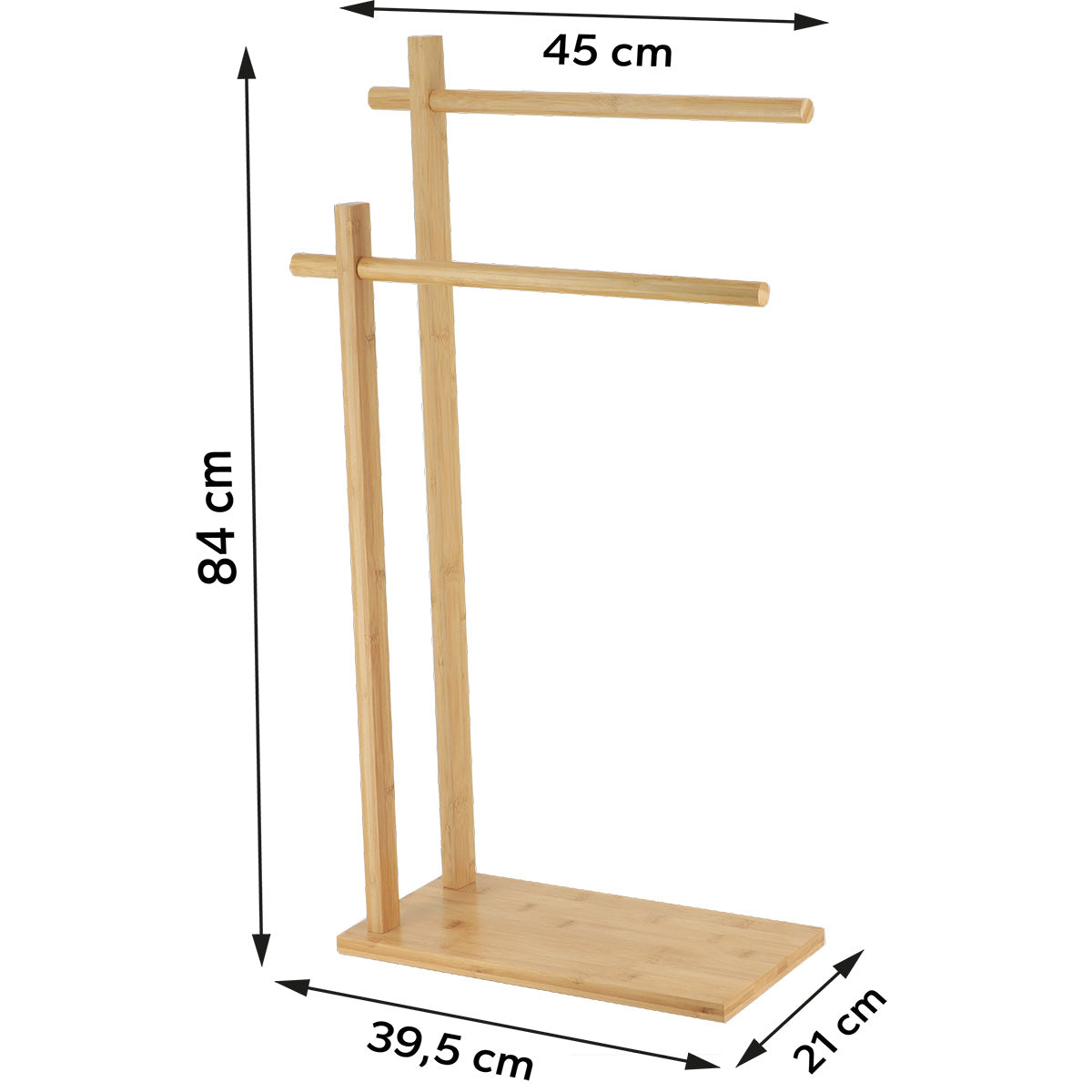 Bamboo towel rack with 2 bars - Bamboo 
