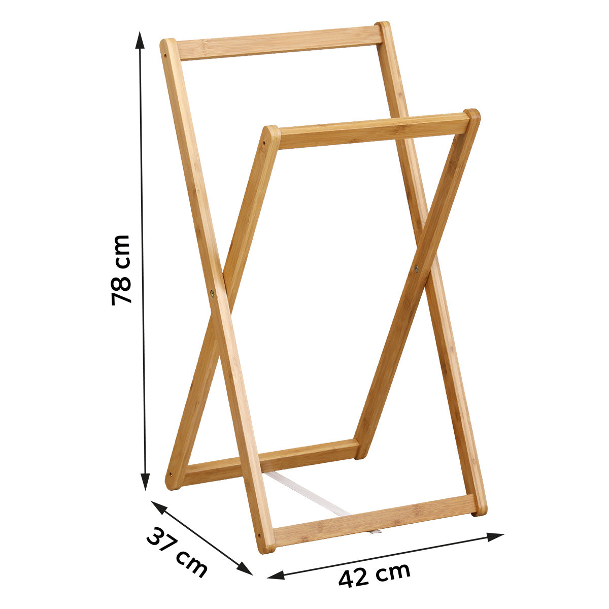 Foldable bamboo towel rack with 2 bars - Bamboo