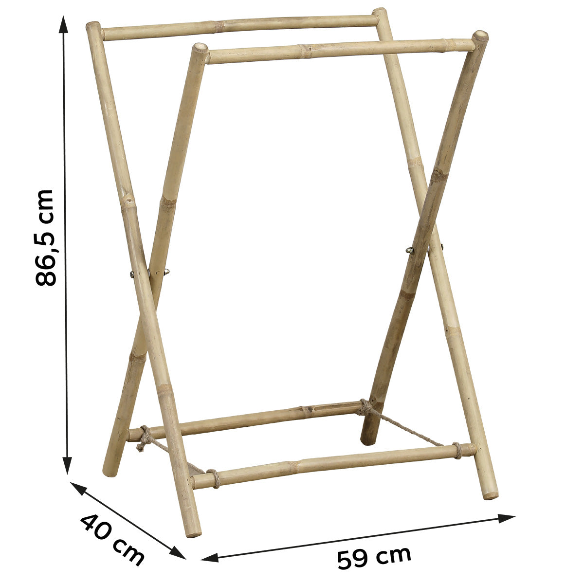 Foldable bamboo towel rack with 2 bars - Bamboo