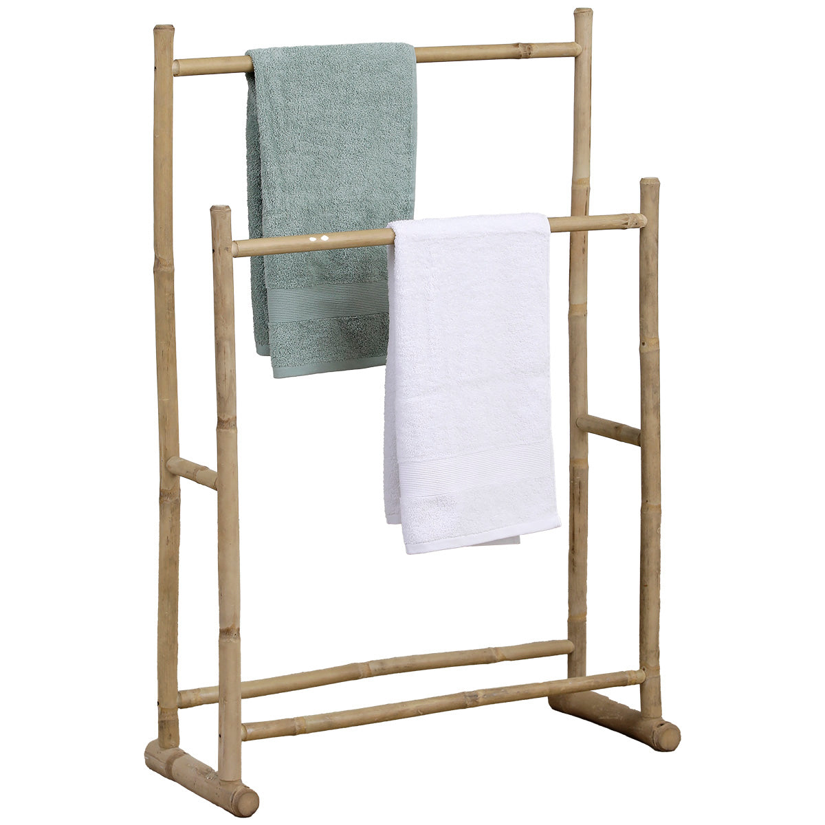 Bamboo towel rack with 2 shelves - Bamboo 