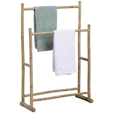 Bamboo towel rack with 2 shelves - Bamboo 