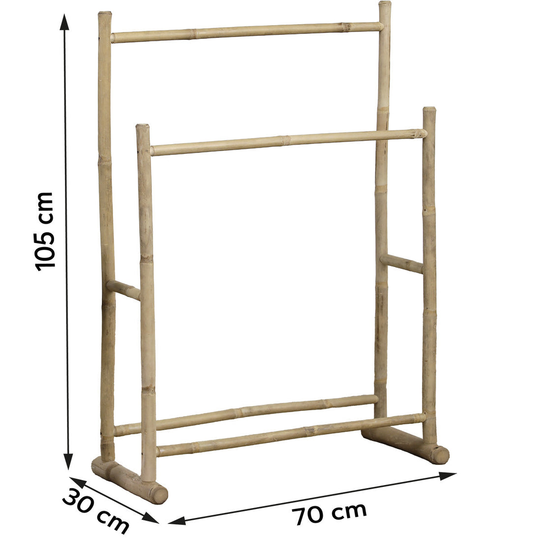 Bamboo towel rack with 2 shelves - Bamboo 