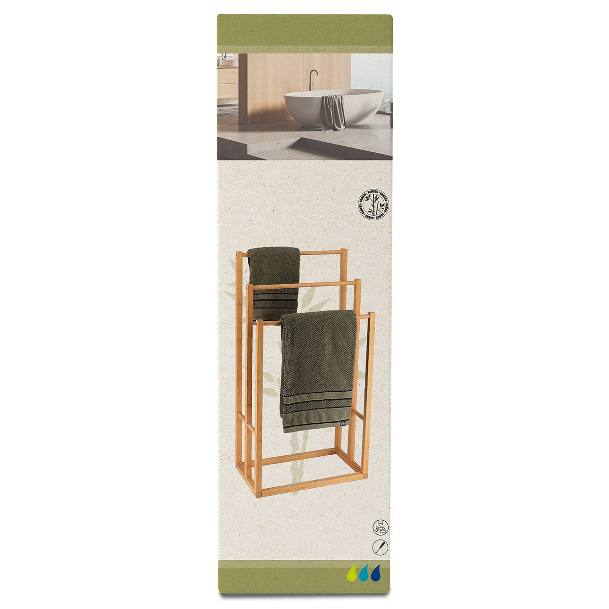 Bamboo towel rack with 3 bars - Bamboo 