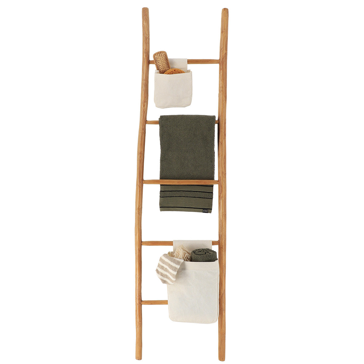 Ladder-shaped towel rack with 5 bars - made of 100% bamboo 