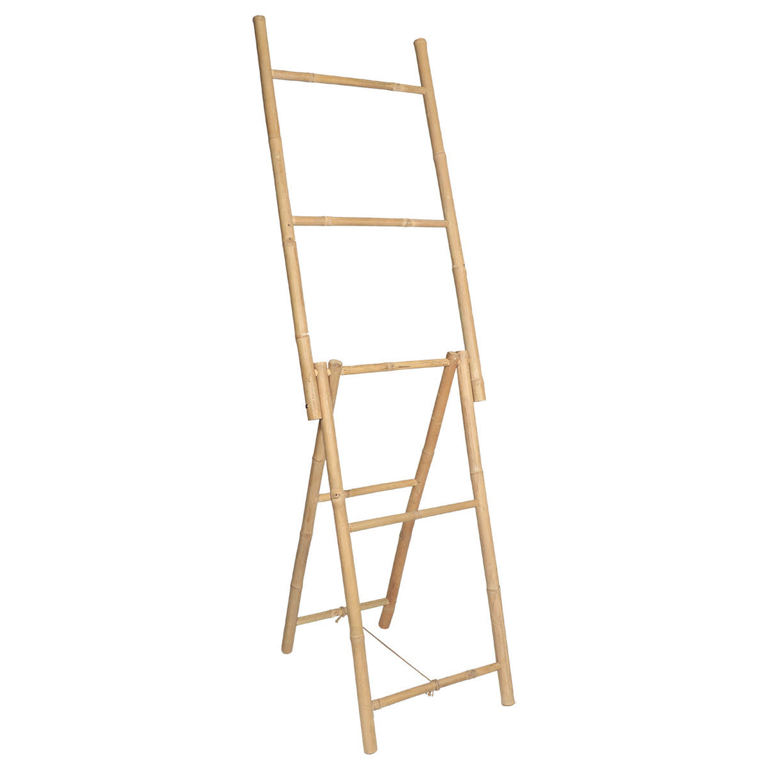 Foldable bamboo ladder towel rack with 5 bars - Bamboo 