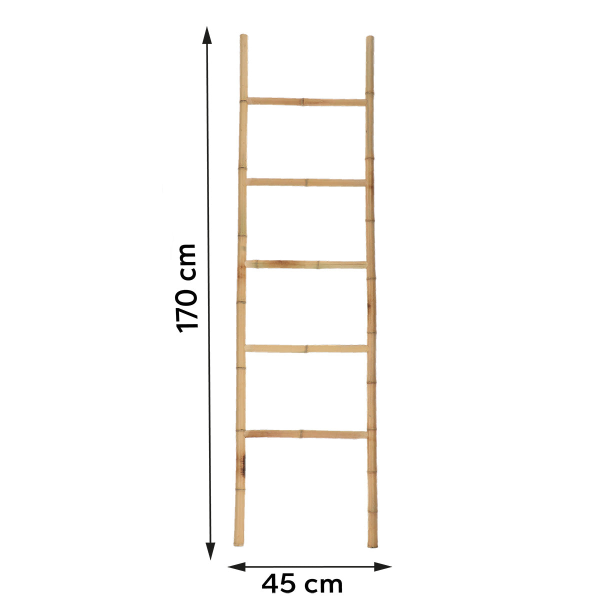 Ladder-shaped towel rack with 5 rails - 100% bamboo