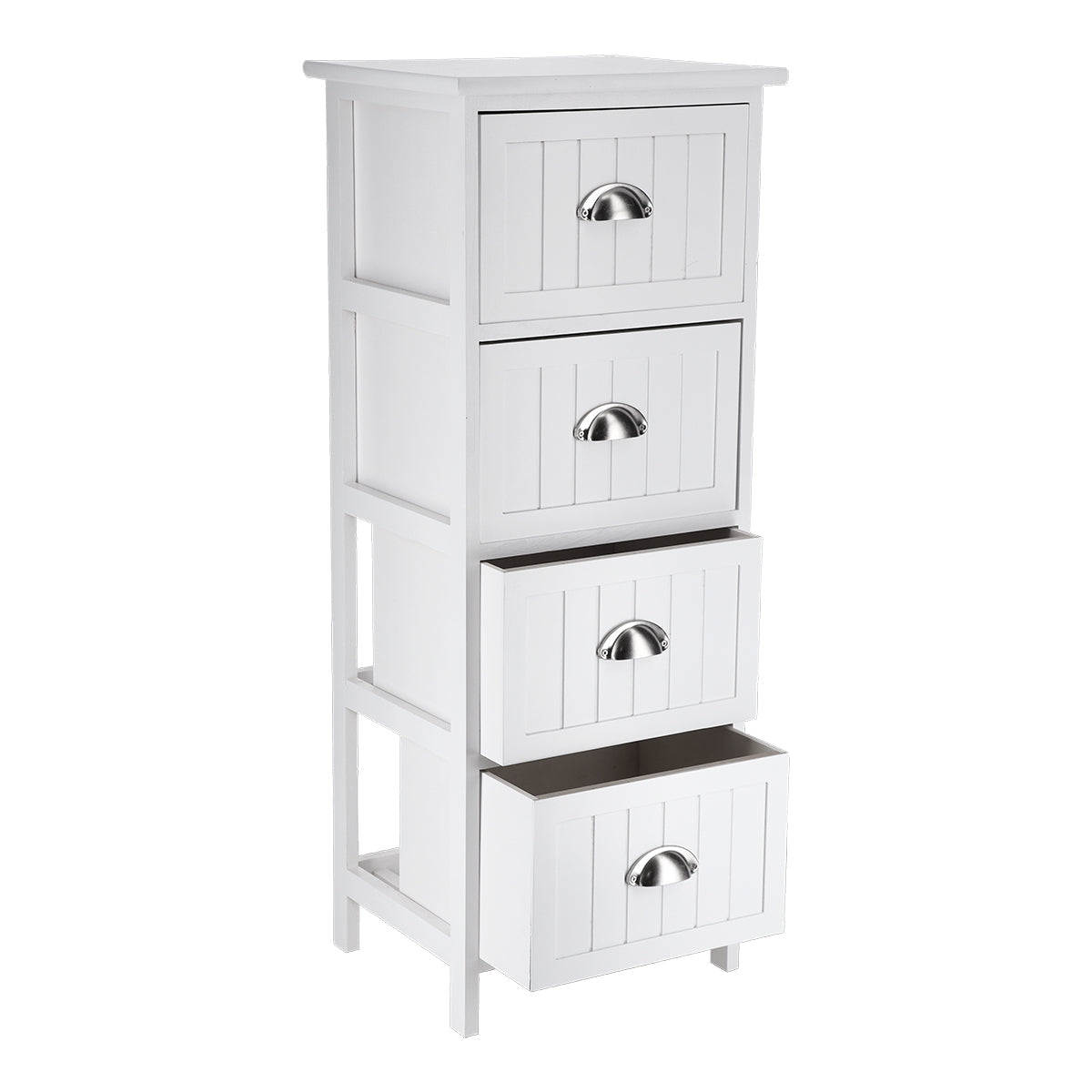 MDF/Paulownia Furniture with 4 Drawers and Handles - White