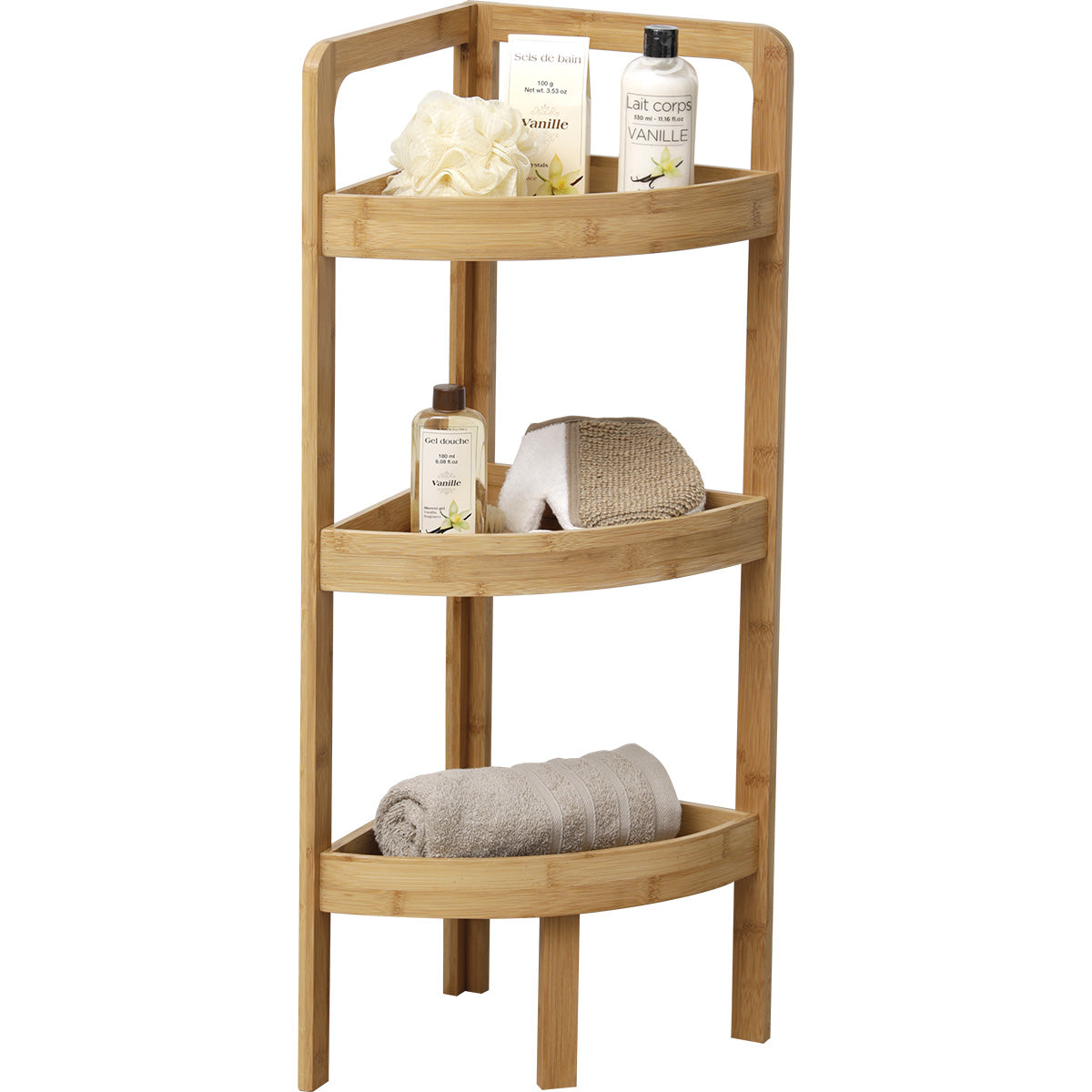 Corner cabinet with 3 shelves - Bamboo 