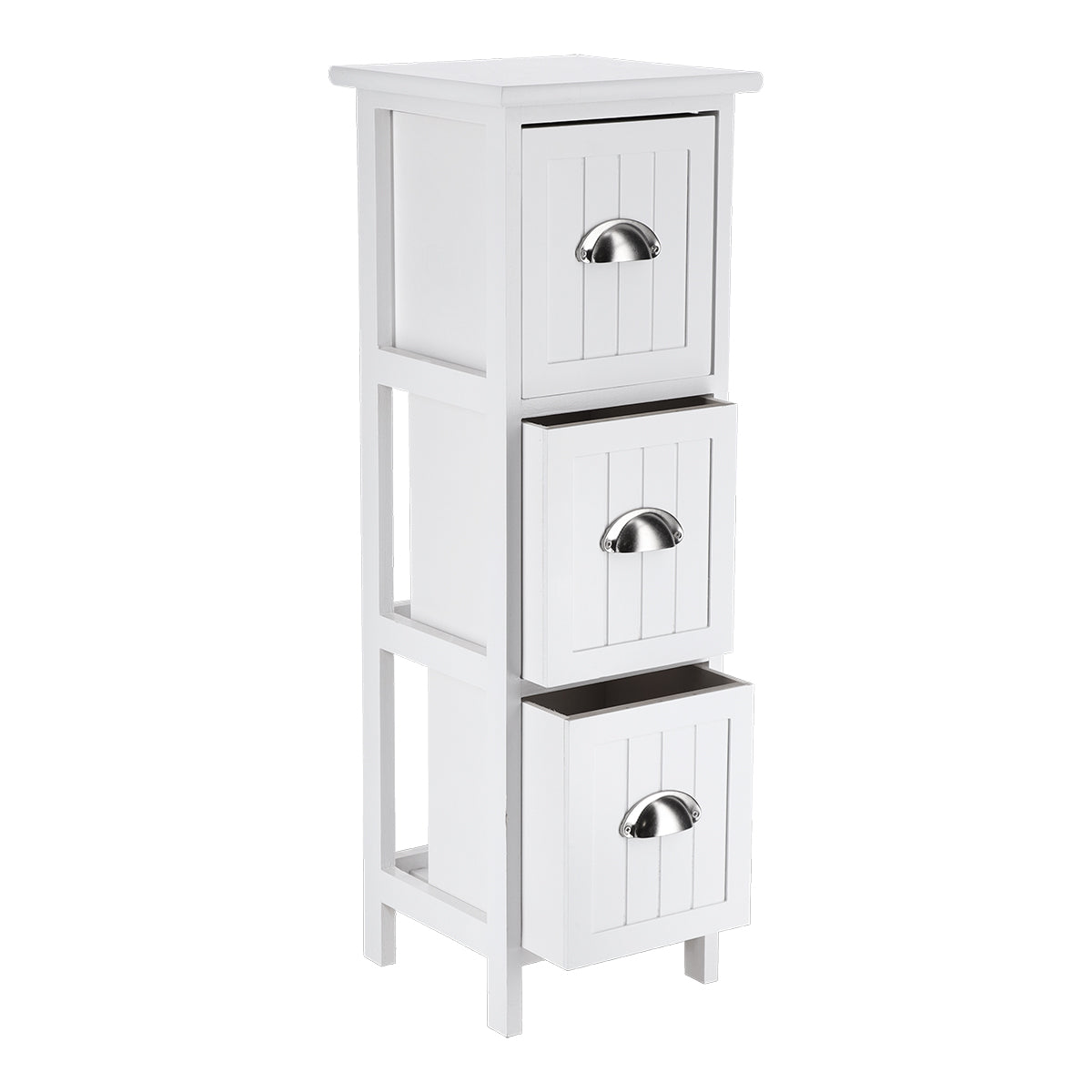 MDF/Paulownia Furniture with 3 Drawers and Handles - White