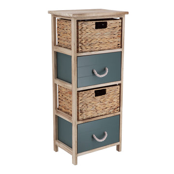 MDF and Paulownia Furniture with 2 Water Hyacinth Baskets and 2 Drawers – Natural/Khaki