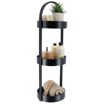Round Metal Furniture with 3 Shelves - Black