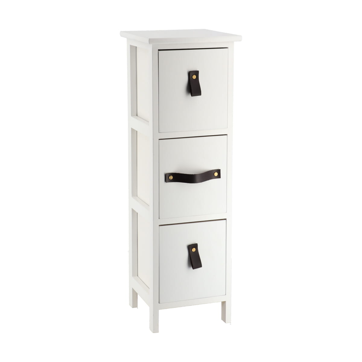 Small MDF/Paulownia Furniture with 3 Drawers and Handles - White
