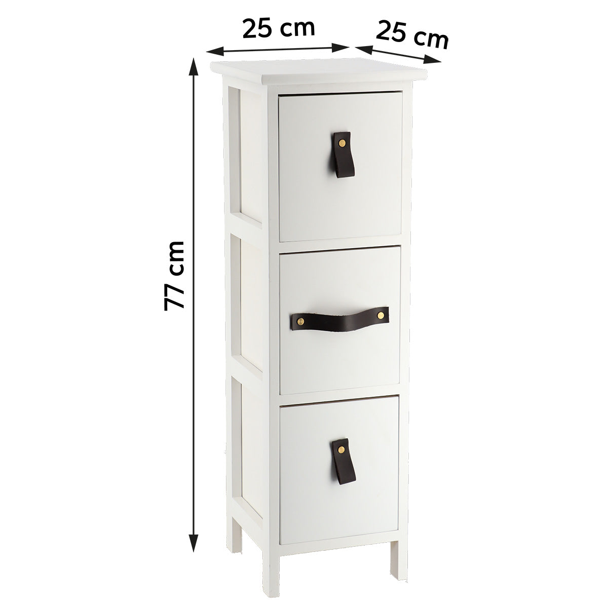Small MDF/Paulownia Furniture with 3 Drawers and Handles - White