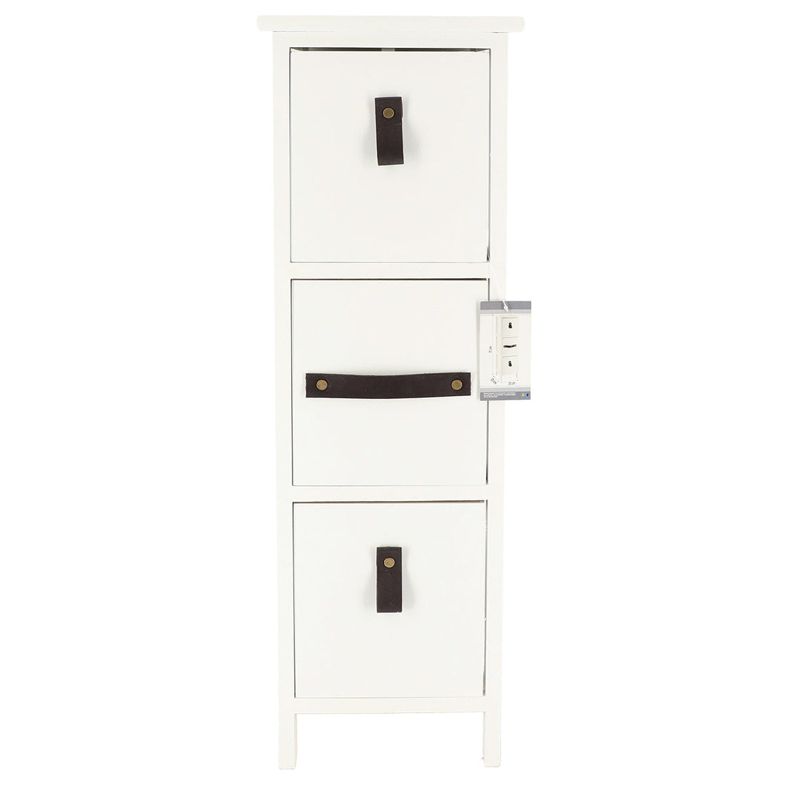 Small MDF/Paulownia Furniture with 3 Drawers and Handles - White