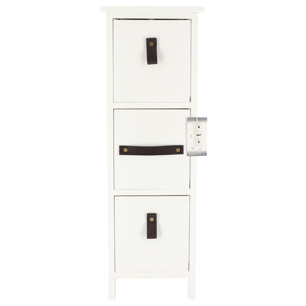 Small MDF/Paulownia Furniture with 3 Drawers and Handles - White