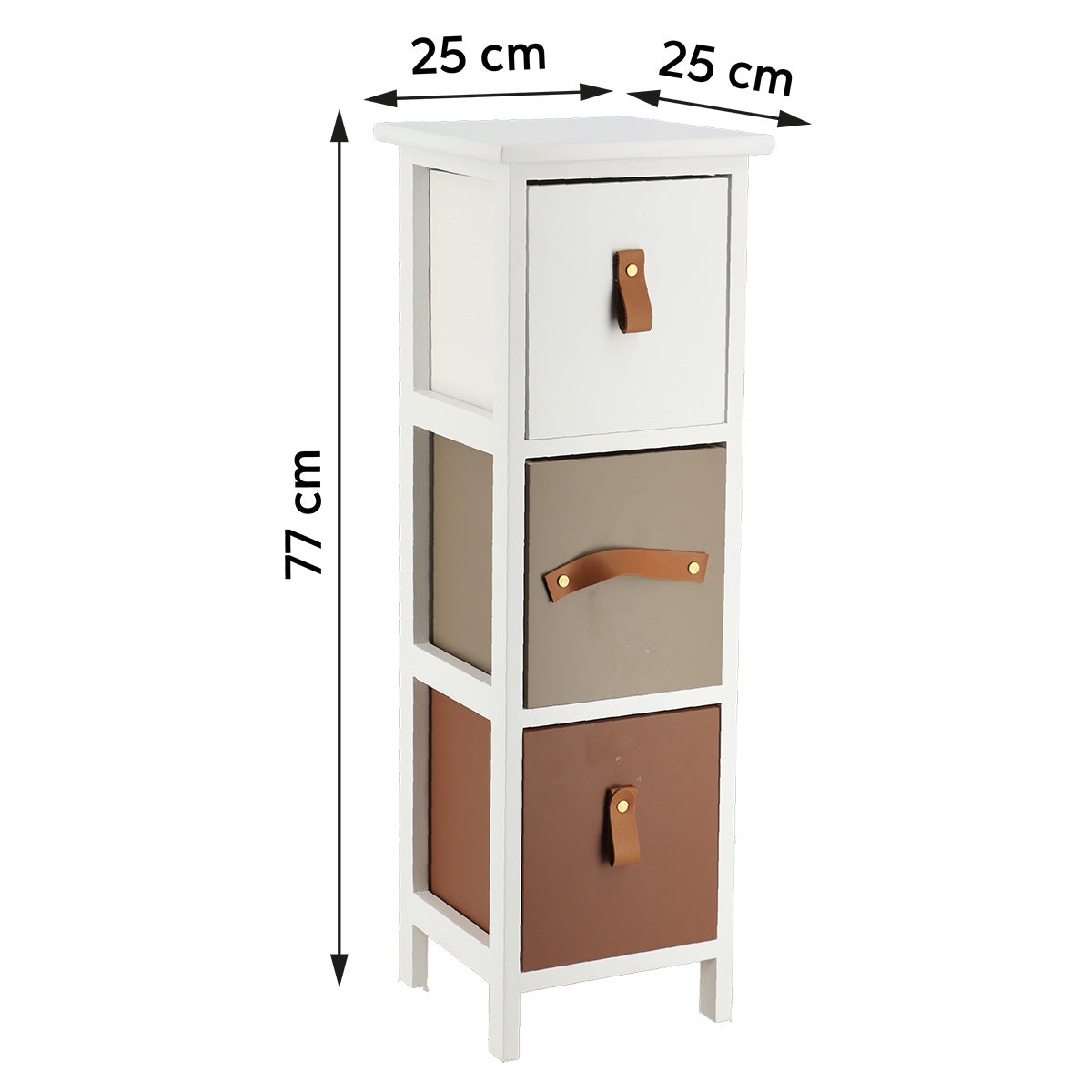 MDF/Paulownia Furniture with 3 Drawers - White/Brown