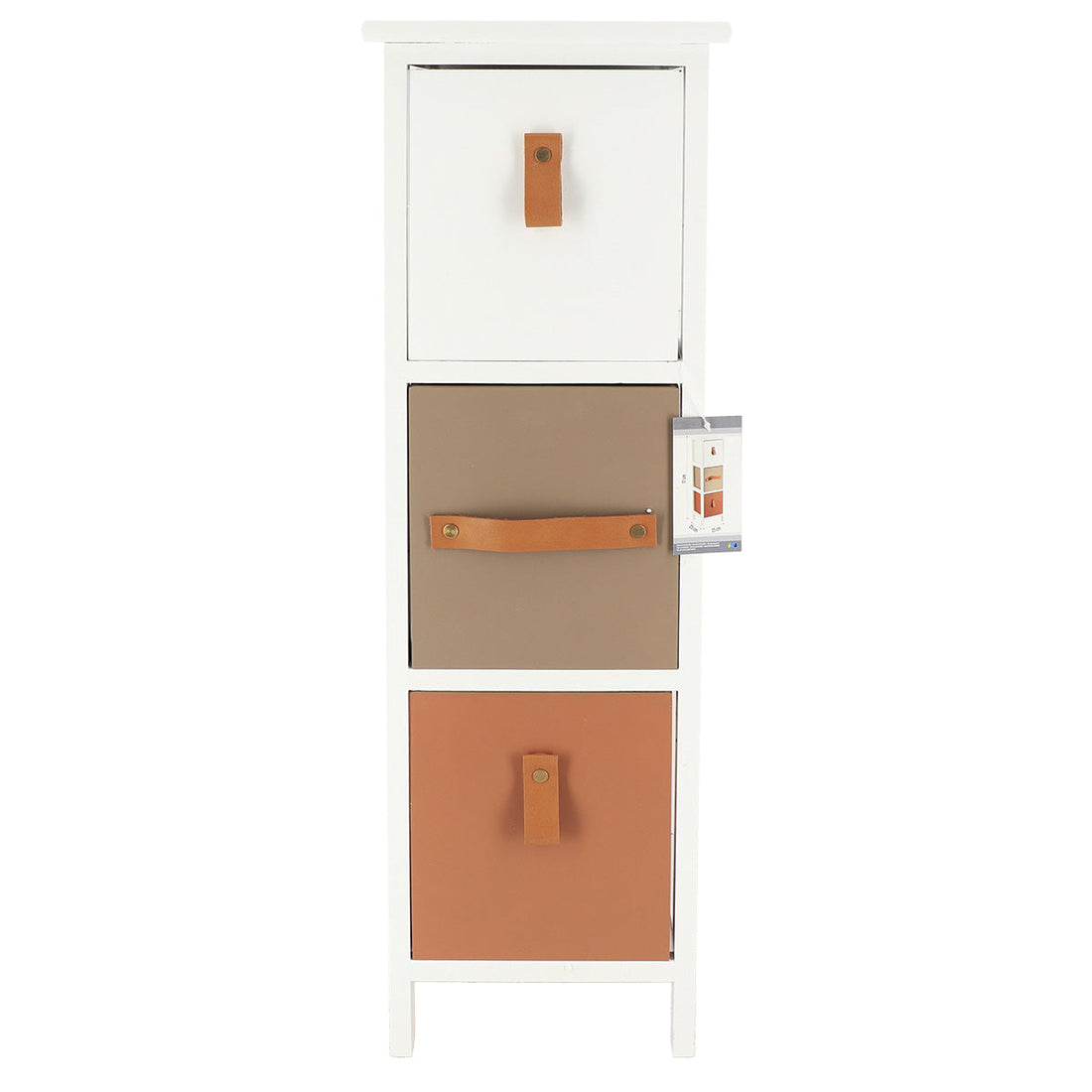 MDF/Paulownia Furniture with 3 Drawers - White/Brown