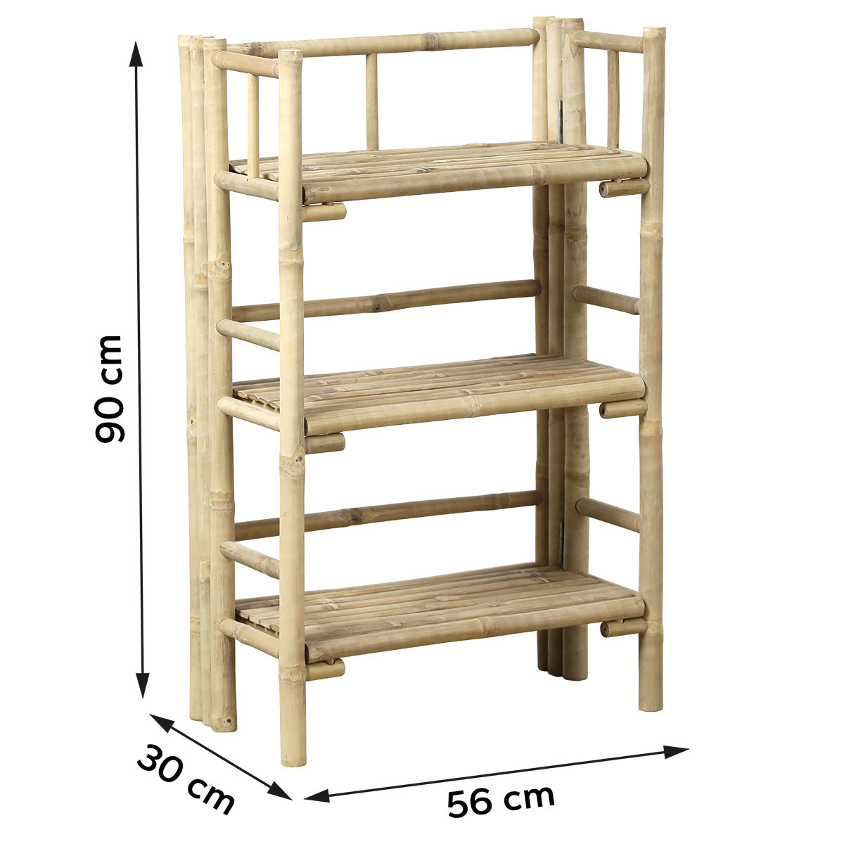 3-tier foldable bamboo shelf - Bamboo 