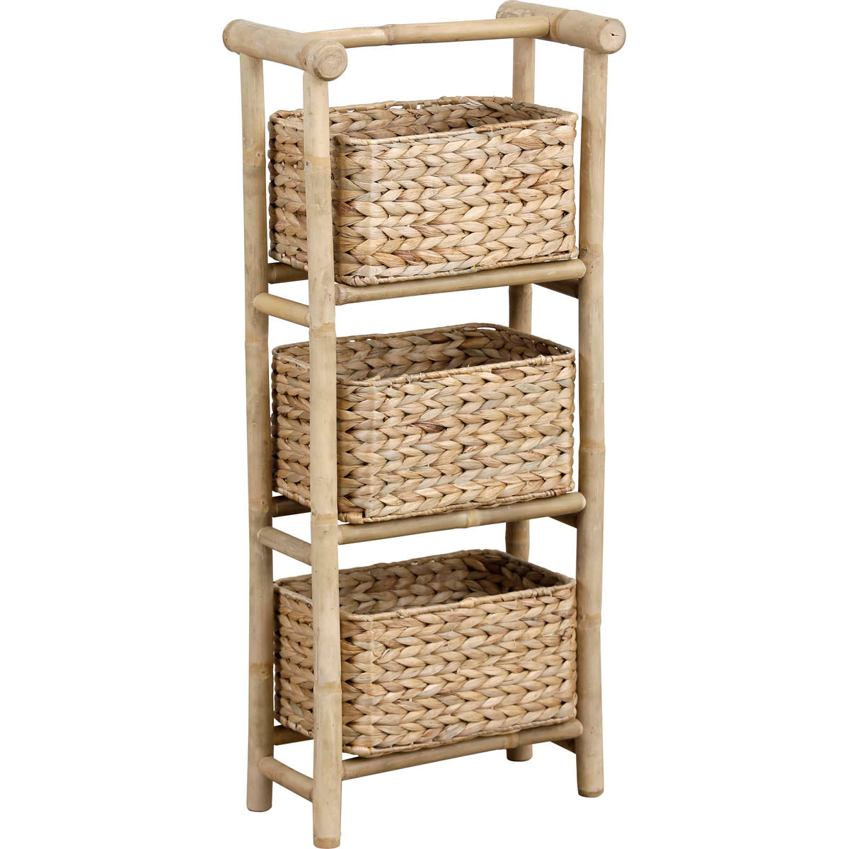 Bamboo cane shelf with water hyacinth baskets - Bamboo 