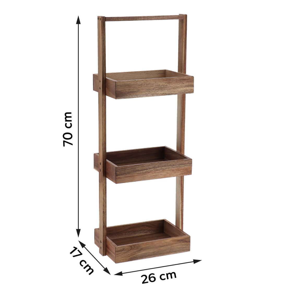 Acacia/MDF shelf with 3 levels - Acacia 
