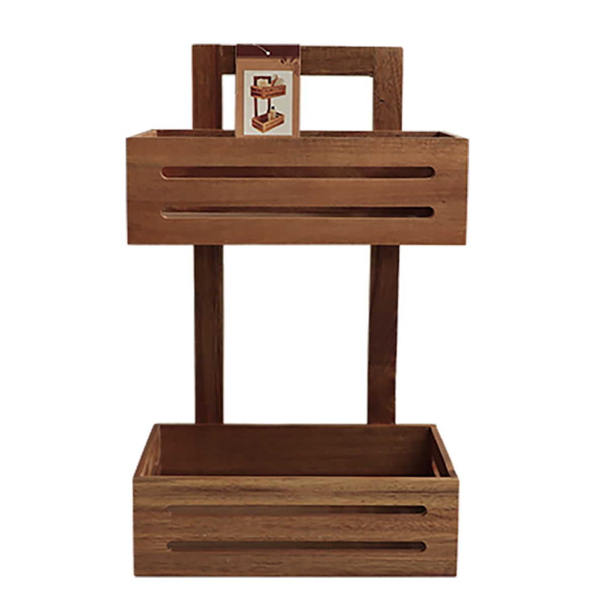 Acacia/MDF 2-tier shelf - Acacia 