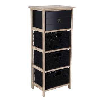 Paulownia/MDF Furniture with 1 Drawer, Black Knob and 3 Paper Baskets - Black/Natural