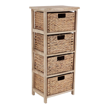 Paulownia Furniture with 4 Water Hyacinth Baskets - Natural