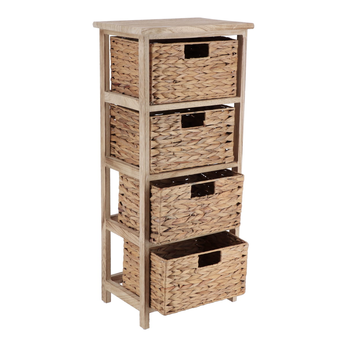 Paulownia Furniture with 4 Water Hyacinth Baskets - Natural