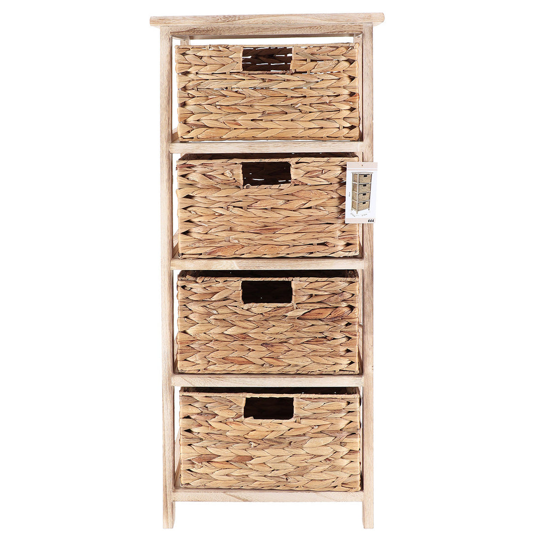 Paulownia Furniture with 4 Water Hyacinth Baskets - Natural