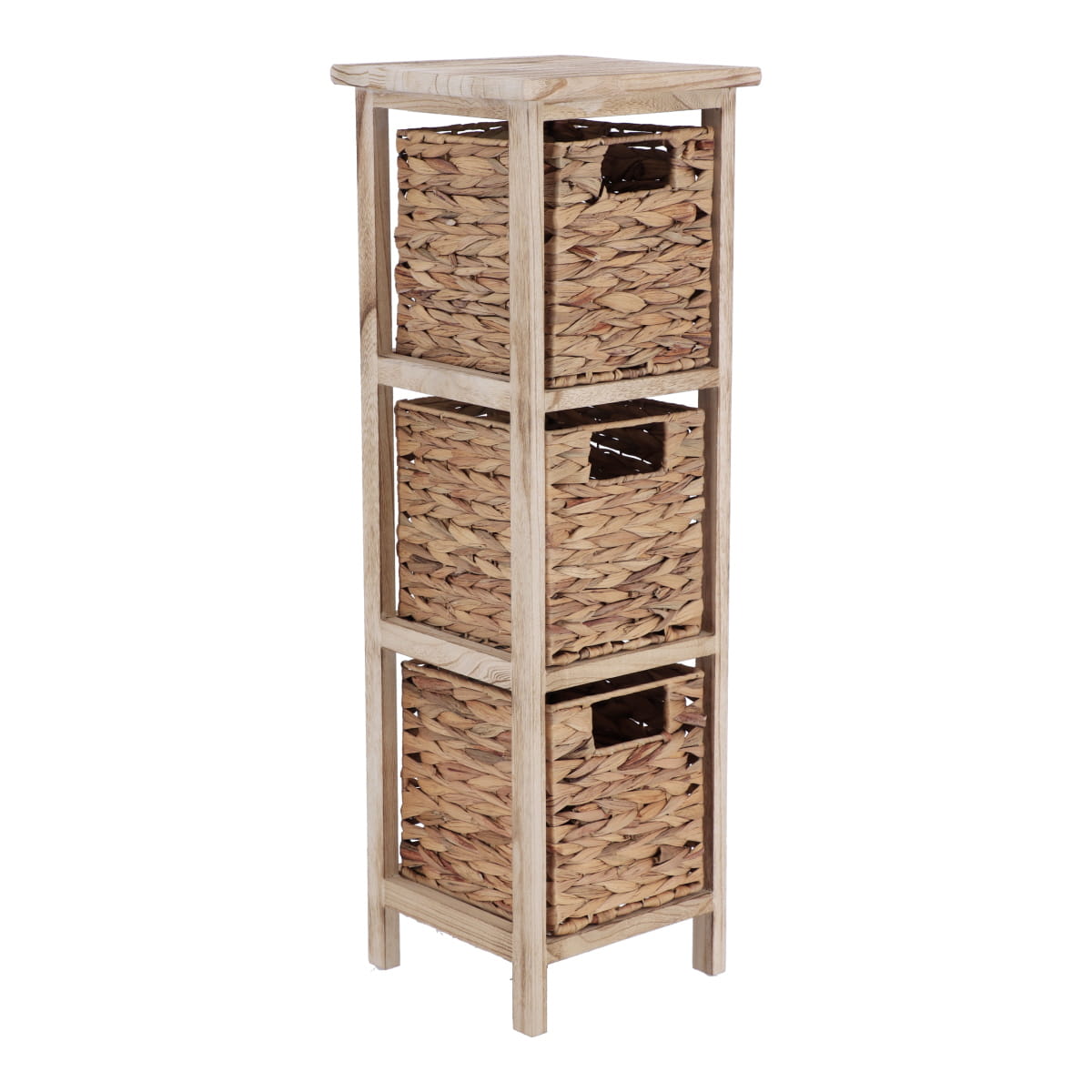 Paulownia Furniture with 3 Water Hyacinth Baskets - Natural