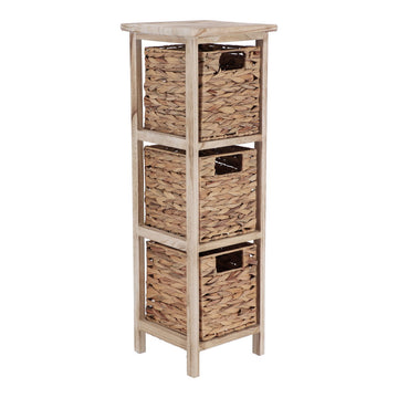 Paulownia Furniture with 3 Water Hyacinth Baskets - Natural