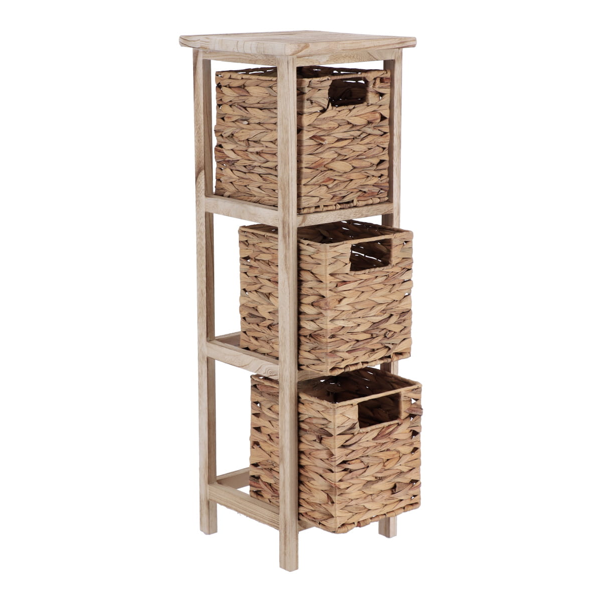 Paulownia Furniture with 3 Water Hyacinth Baskets - Natural