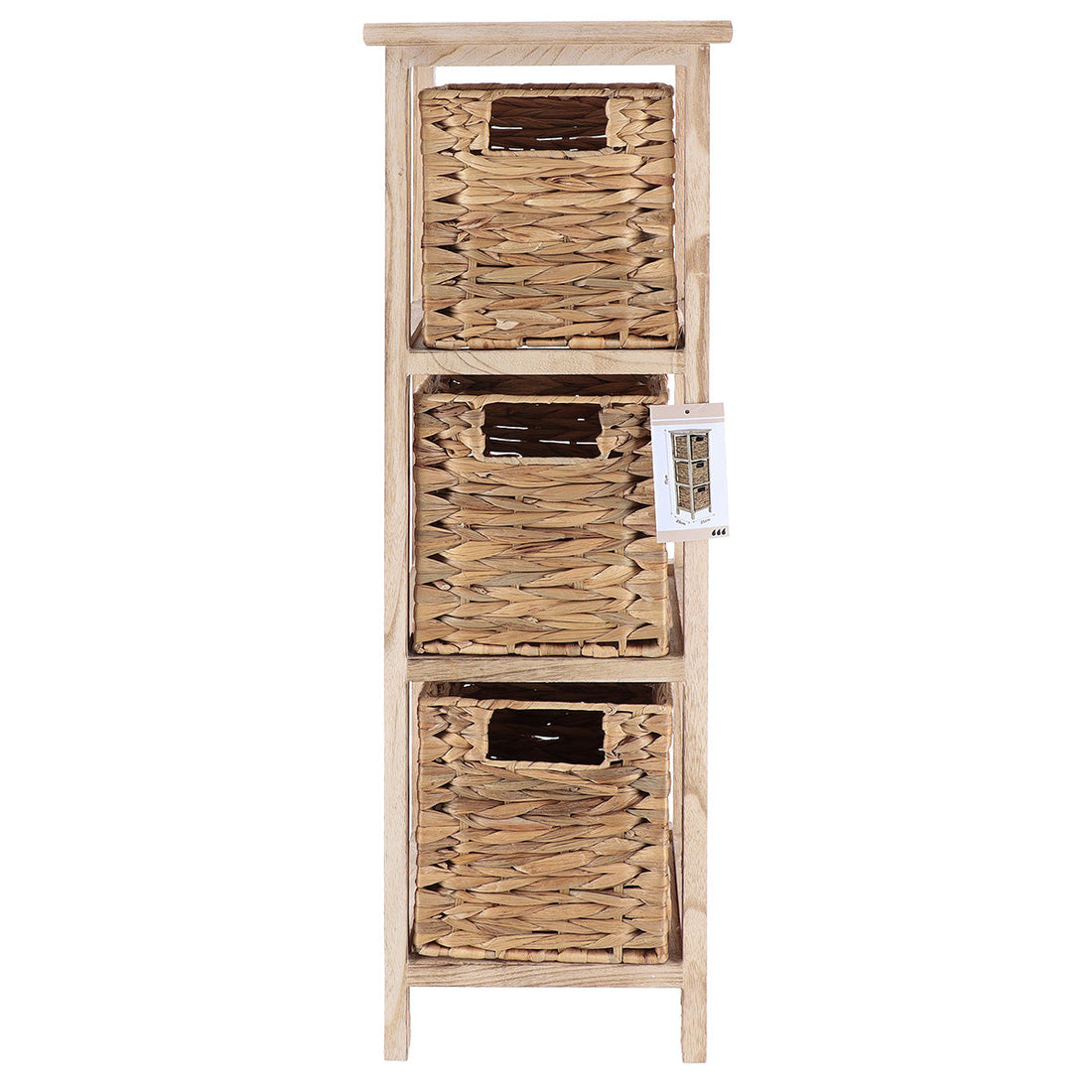 Paulownia Furniture with 3 Water Hyacinth Baskets - Natural