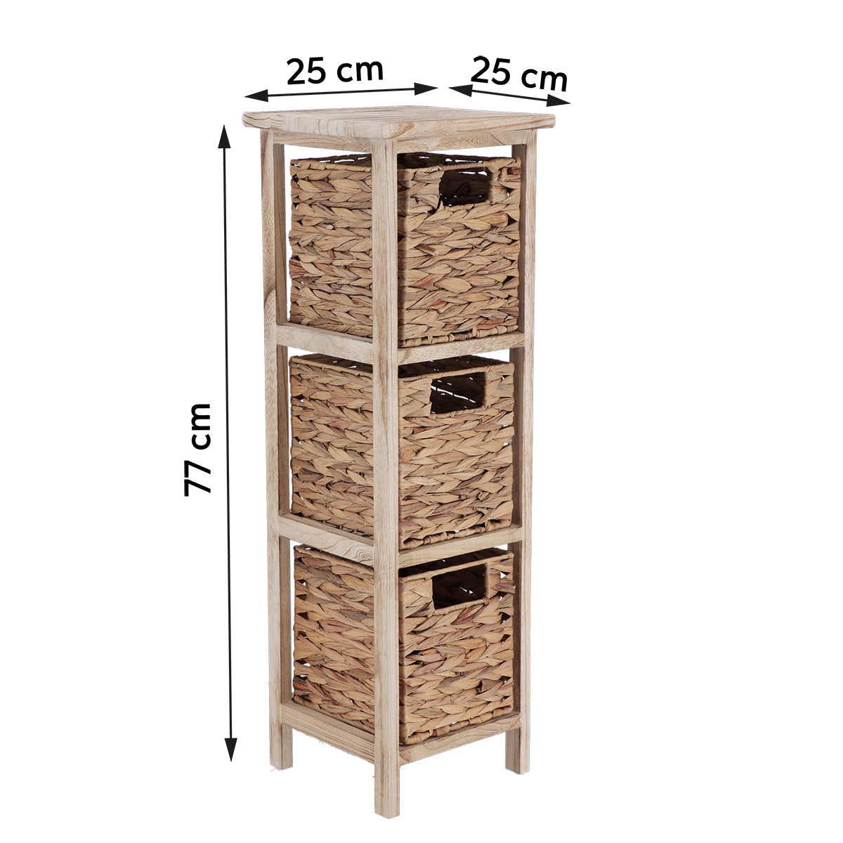 Paulownia Furniture with 3 Water Hyacinth Baskets - Natural