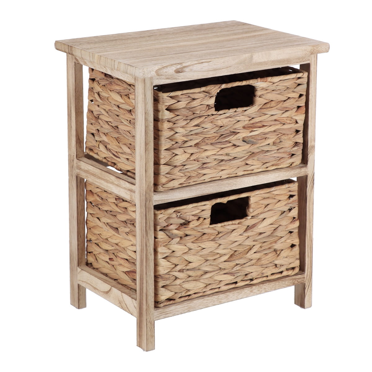 Small Paulownia Furniture with 2 Water Hyacinth Baskets - Natural