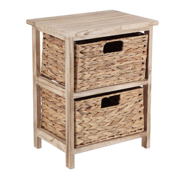 Small Paulownia Furniture with 2 Water Hyacinth Baskets - Natural
