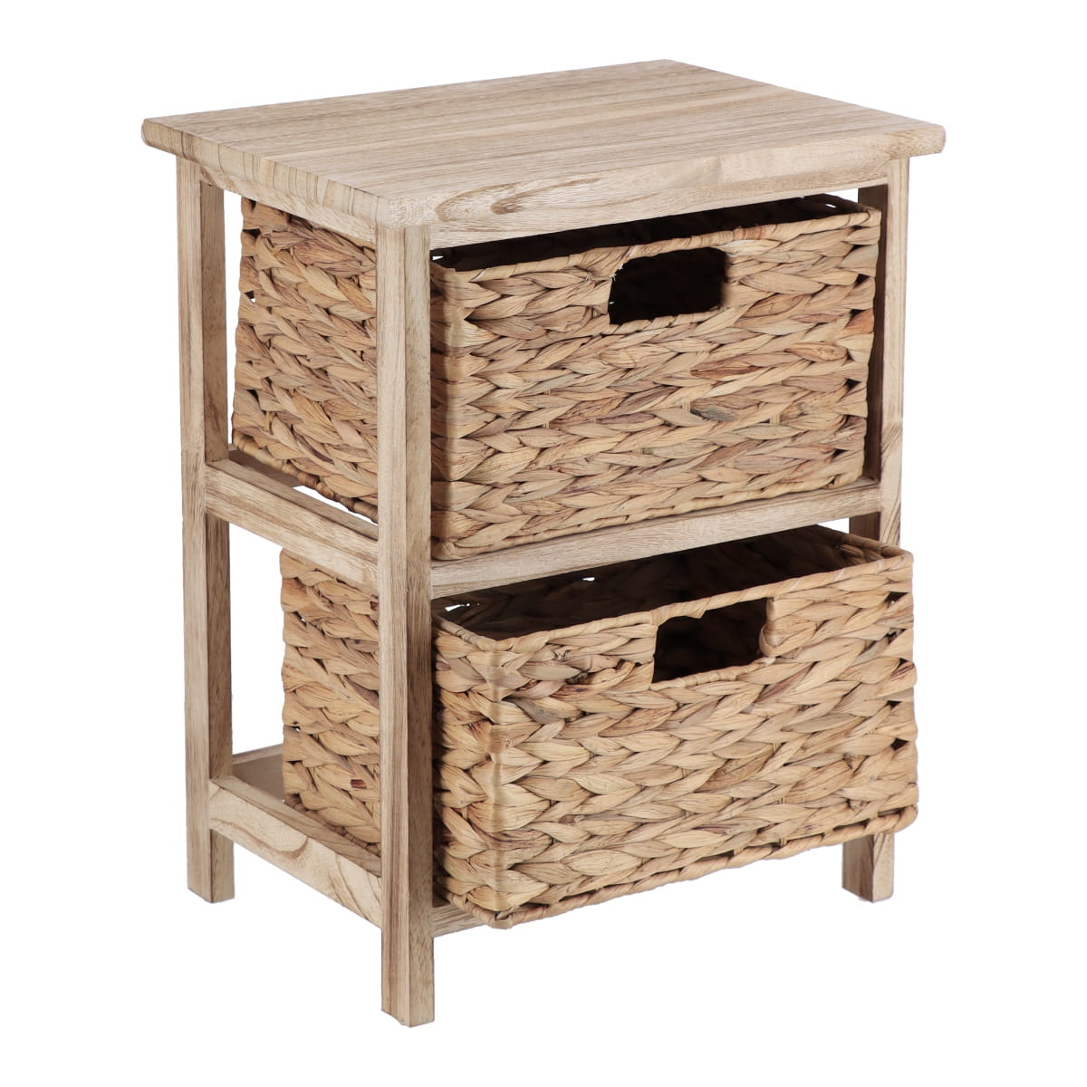 Small Paulownia Furniture with 2 Water Hyacinth Baskets - Natural