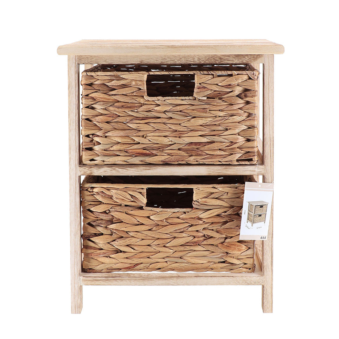Small Paulownia Furniture with 2 Water Hyacinth Baskets - Natural