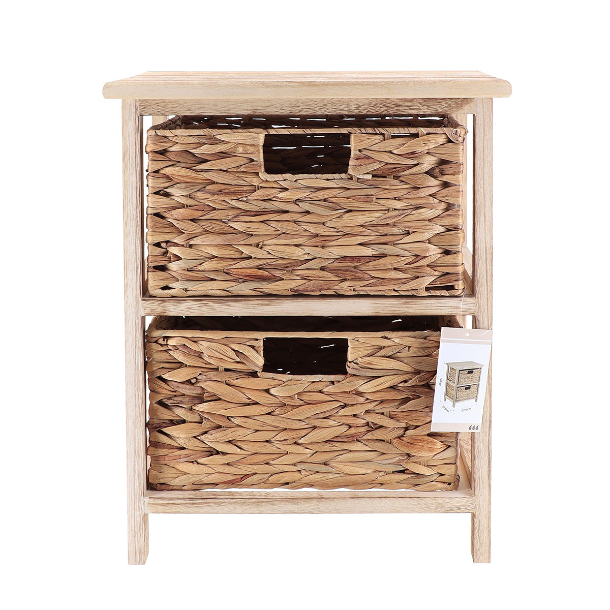 Small Paulownia Furniture with 2 Water Hyacinth Baskets - Natural
