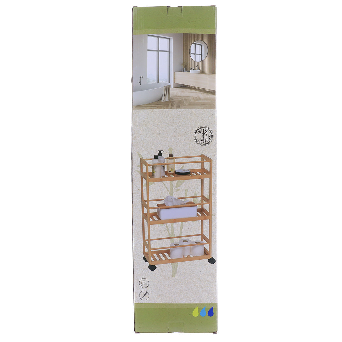 Bamboo sideboard on wheels with 3 shelves - Bamboo 