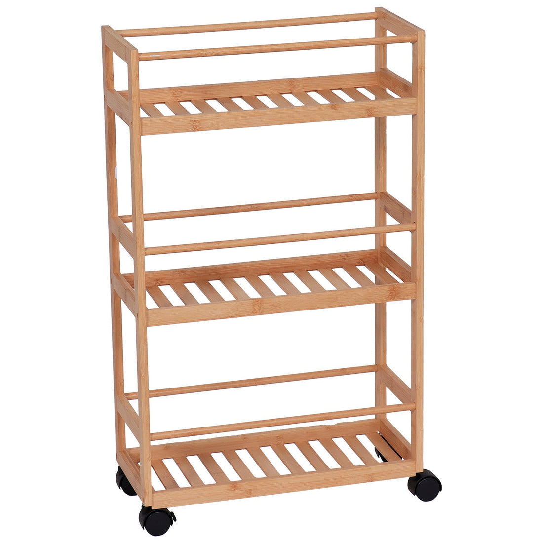 Bamboo sideboard on wheels with 3 shelves - Bamboo 