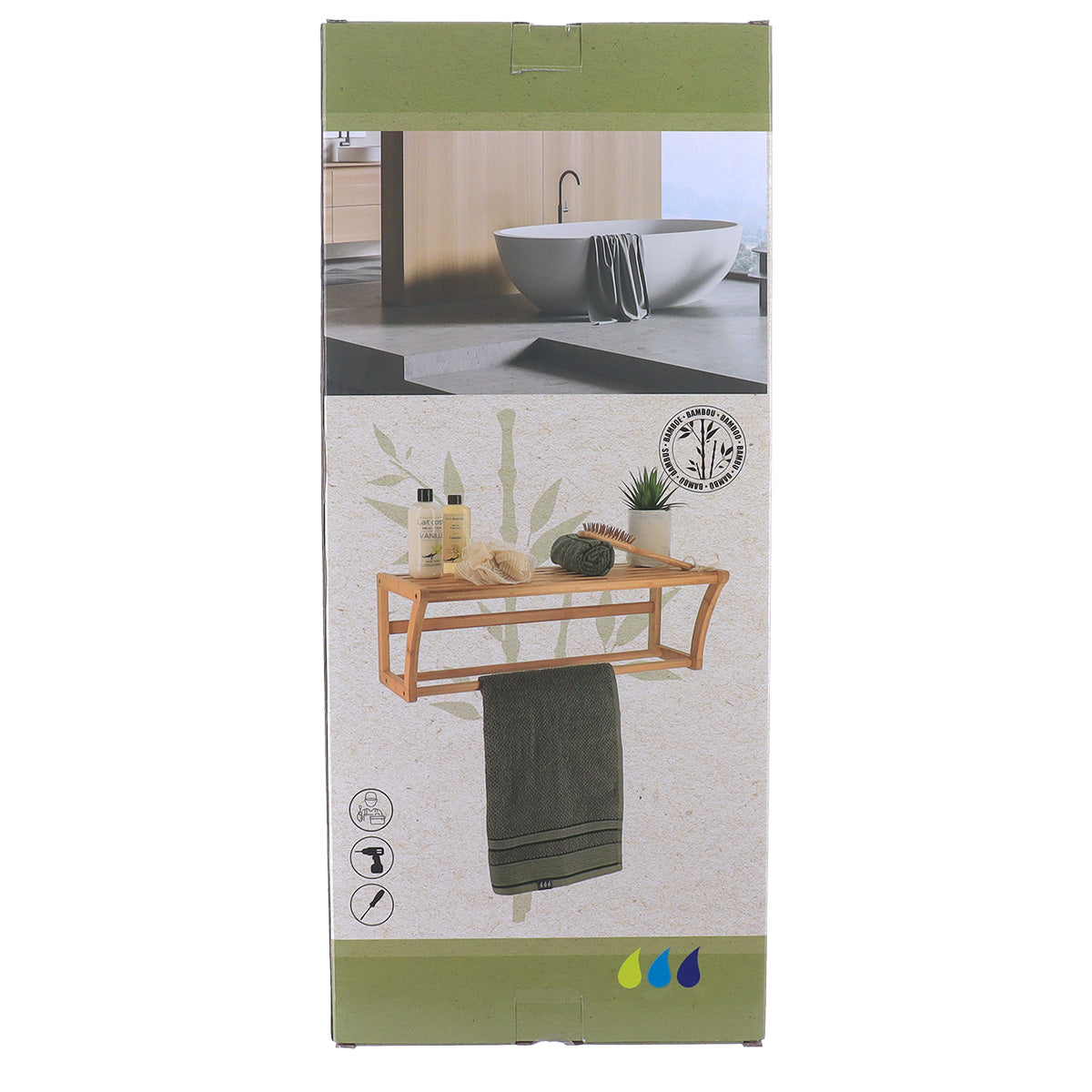 Bamboo Wall Mounted Towel Rack with 1 Shelf – Bamboo 