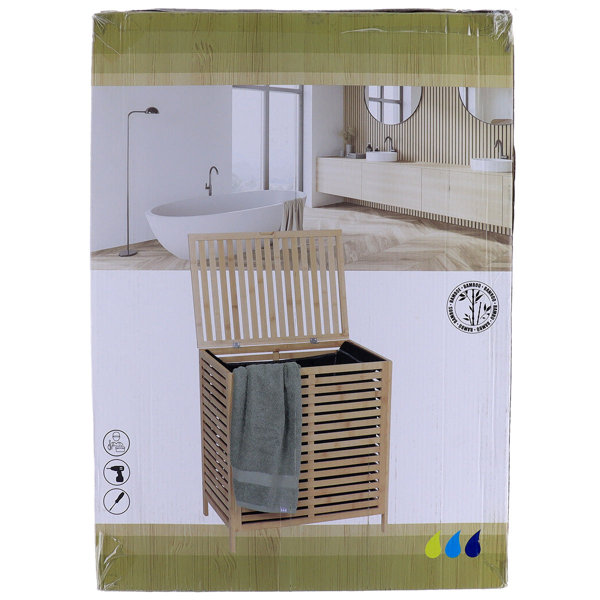 MDF and Bamboo Laundry Basket – Natural