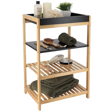 Bamboo+MDF furniture with 4 shelves - Black/Bamboo 